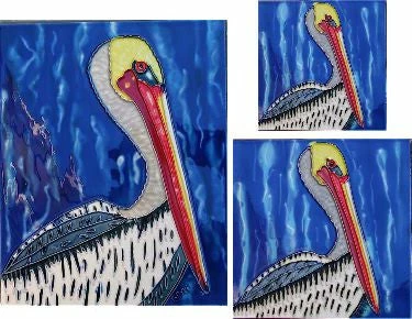 Ceramic Art Tiles-Set Of 3 Pelicans 1 Ceramic Art Tiles-Set Of 3 Pelicans