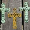 Cast Iron Crosses Set Of 3-Antique And Verde Finish