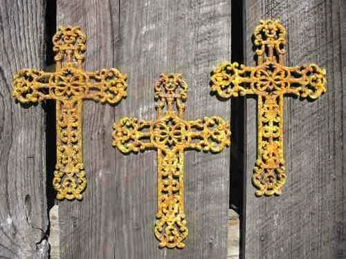 Cast Iron Crosses Set Of 3-Antique And Verde Finish 3 Cast Iron Crosses Set Of 3-Antique And Verde Finish - Image 3