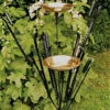 Double Cattail Bird Bath With Iron Perches