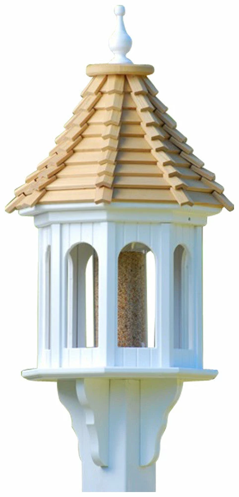 Large Gazebo Bird Feeder-Vinyl With Cypress Roof 14x36 2 Large Gazebo Bird Feeder-Vinyl With Cypress Roof 14x36 - Image 2