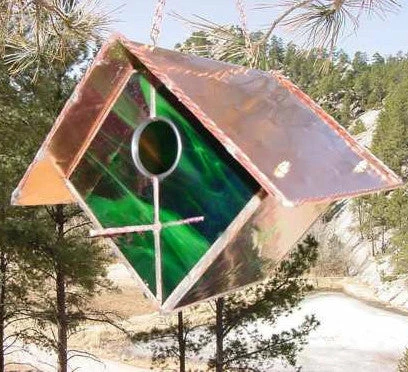 Copper-Stained Glass Birdhouse 4 Copper-Stained Glass Birdhouse - Image 4