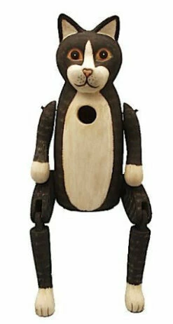 Black And White Tall Cat Birdhouse