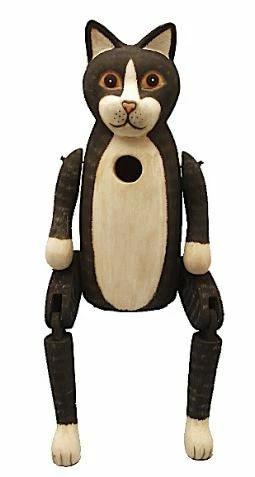 Black And White Tall Cat Birdhouse 1 Black And White Tall Cat Birdhouse