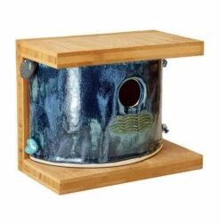 Bamboo & Stoneware Mod Birdhouse