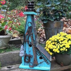 Barn Wood Birdhouse- Vintage Insulator Series 7 Barn Wood Birdhouse- Vintage Insulator Series -US Poultry Sales Store Barn Wood Birdhouse Glass Insulator 4