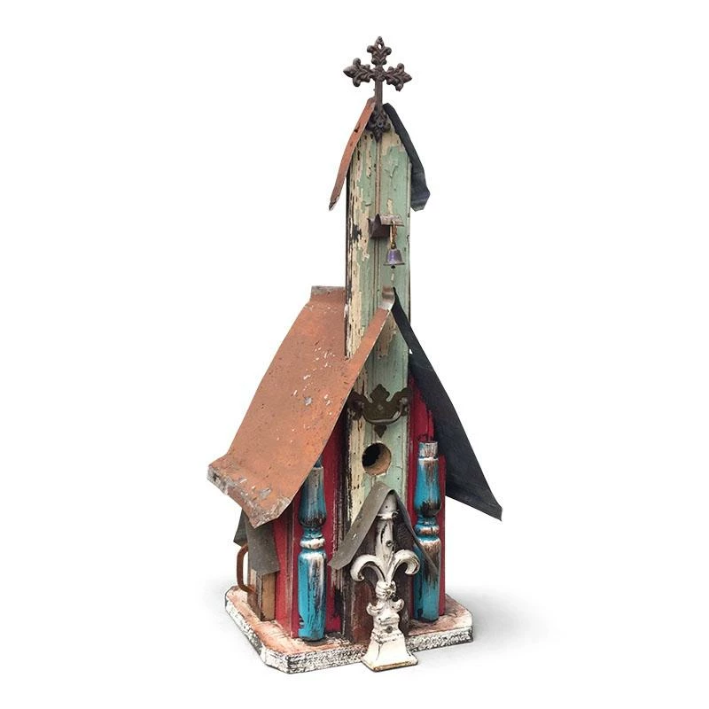 Barn Wood & Tin Church Birdhouses 1 Barn Wood & Tin Church Birdhouses