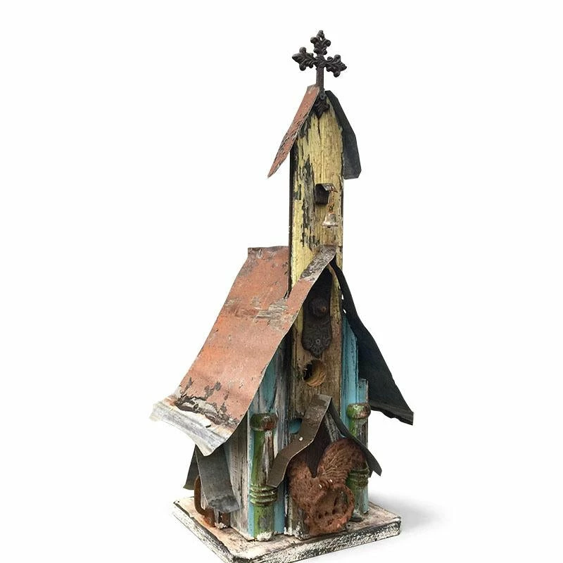 Barn Wood & Tin Church Birdhouses 6 Barn Wood & Tin Church Birdhouses - Image 6