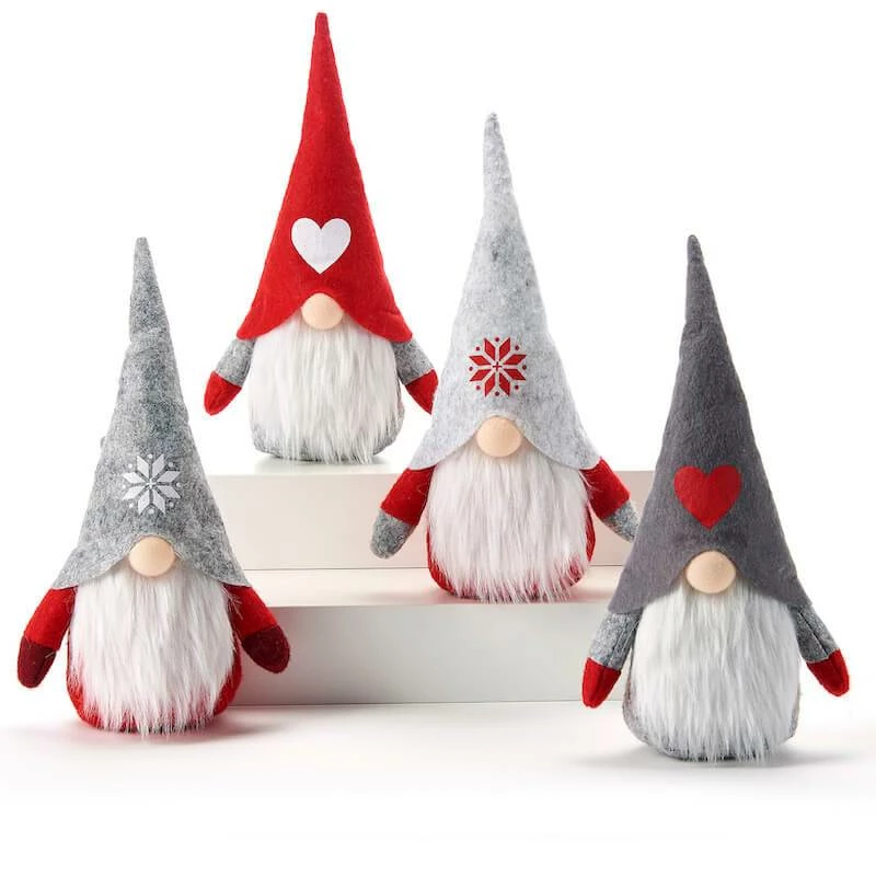 Holiday Gnomes With LED Nose- Set/4 1 Holiday Gnomes With LED Nose- Set/4