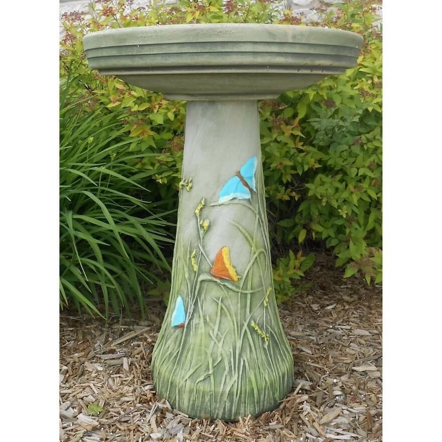 Butterfly Meadow Bird Bath-Locking Top 1 Butterfly Meadow Bird Bath-Locking Top