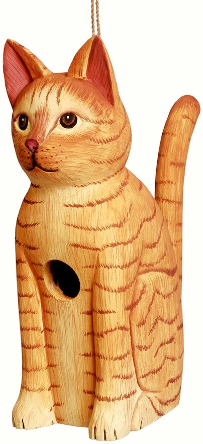Cat Sitting Wooden Birdhouse 1 Cat Sitting Wooden Birdhouse