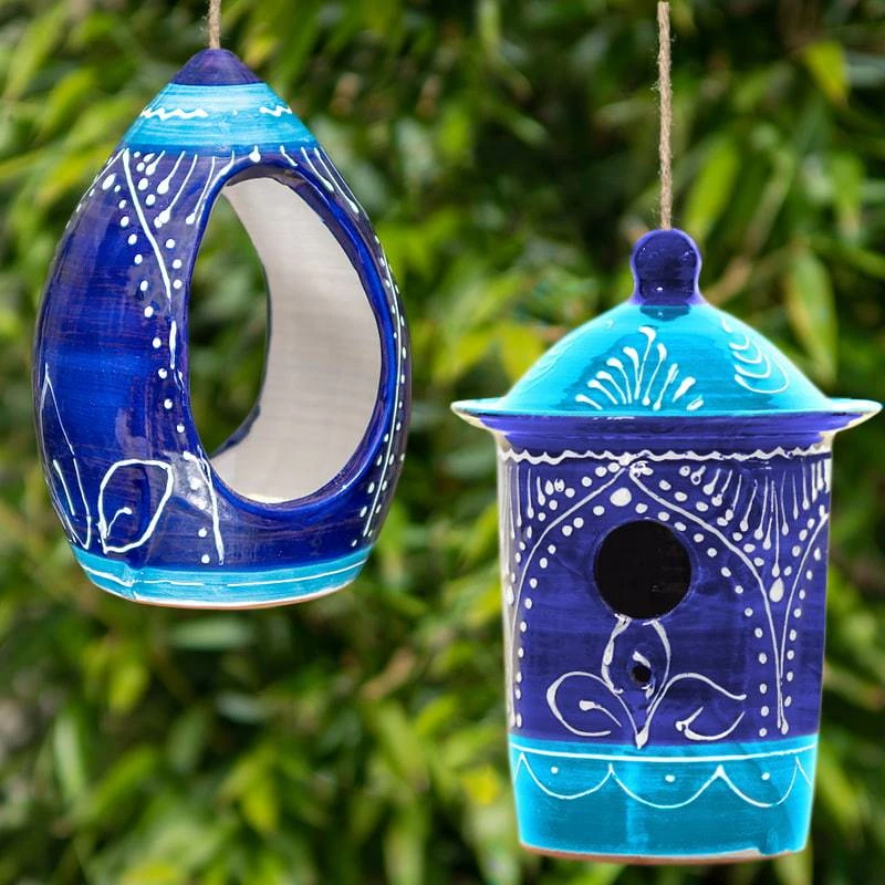 Ceramic Birdhouse And Feeder Gift Set 2 Ceramic Birdhouse And Feeder Gift Set - Image 2