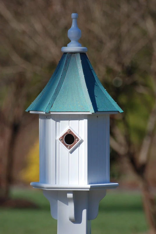 Copper Roof Birdhouse 28x10-Patina 1 Copper Roof Birdhouse 28x10-Patina