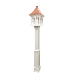 Copper Roof Vinyl/PVC Bird Feeder With Double Window- 29x14 7 Copper Roof Vinyl/PVC Bird Feeder With Double Window- 29x14 -US Poultry Sales Store Copper Roof Birdfeeder on lamp post