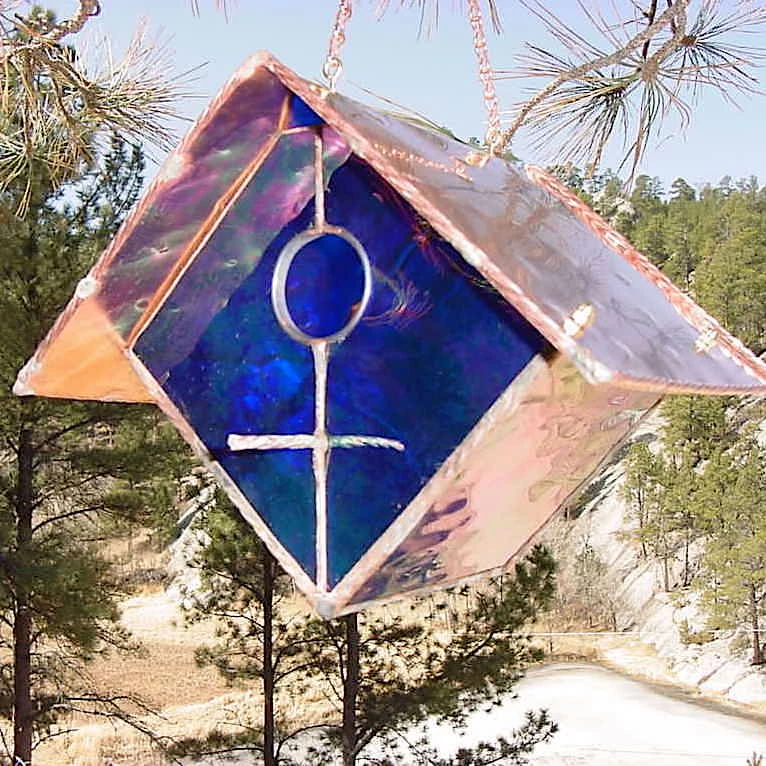 Copper-Stained Glass Birdhouse 3 Copper-Stained Glass Birdhouse - Image 3