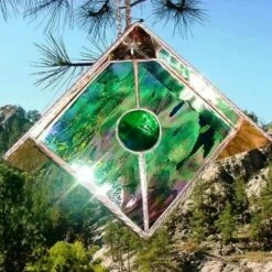 Copper-Stained Glass Birdhouse 15 Copper-Stained Glass Birdhouse -US Poultry Sales Store Copper Stained Glass Birdhouse Green