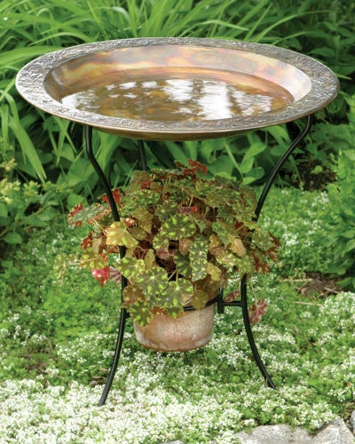 Flamed Bird Bath With Planter 1 Flamed Bird Bath With Planter