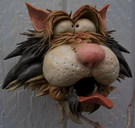Zany Cat-4 Ceramic Birdhouse 1 Zany Cat-4 Ceramic Birdhouse