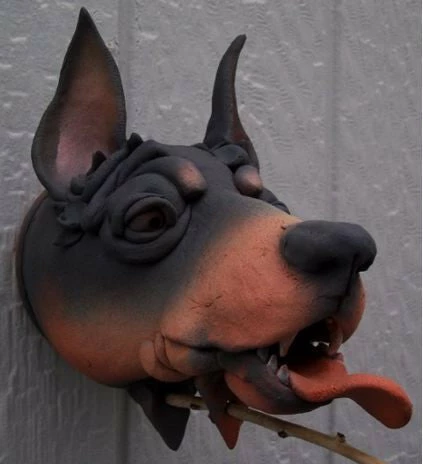 Doberman Ceramic Birdhouse 1 Doberman Ceramic Birdhouse