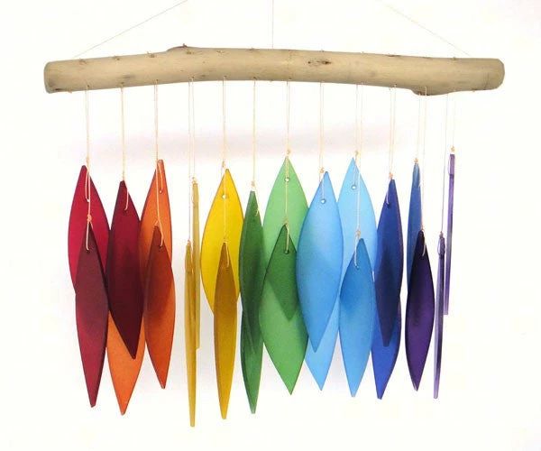 Rainbow Glass & Driftwood Wind Chime 1 Rainbow Glass & Driftwood Wind Chime