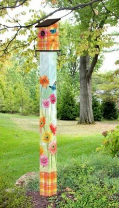 Birdhouse Art Poles 6 Ft. Post 14 Birdhouse Art Poles 6 Ft. Post -US Poultry Sales Store Gerbera Daisy Birdhouse Pole