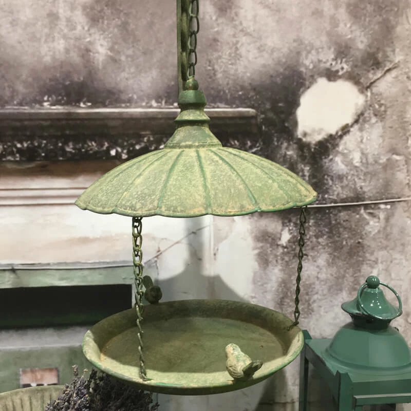 ESSCHERT DESIGN Antique Hanging Tray Bird Feeder 2 ESSCHERT DESIGN Antique Hanging Tray Bird Feeder - Image 2