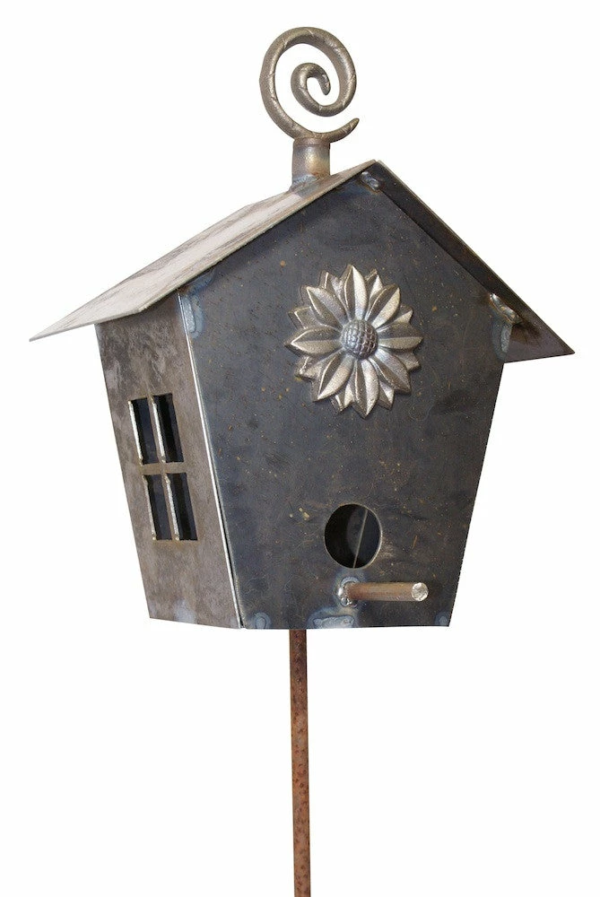 Hand Forged Birdhouse On Stake 1 Hand Forged Birdhouse On Stake
