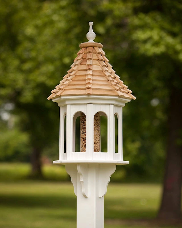 Large Gazebo Bird Feeder-Vinyl With Cypress Roof 14x36 1 Large Gazebo Bird Feeder-Vinyl With Cypress Roof 14x36