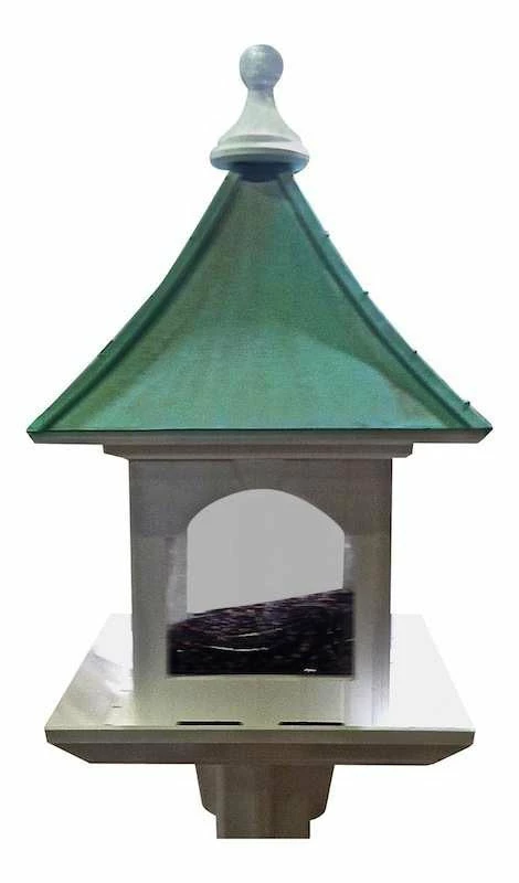 Copper Roof Bird Feeder Large Capacity With Post Mount 2 Copper Roof Bird Feeder Large Capacity With Post Mount - Image 2
