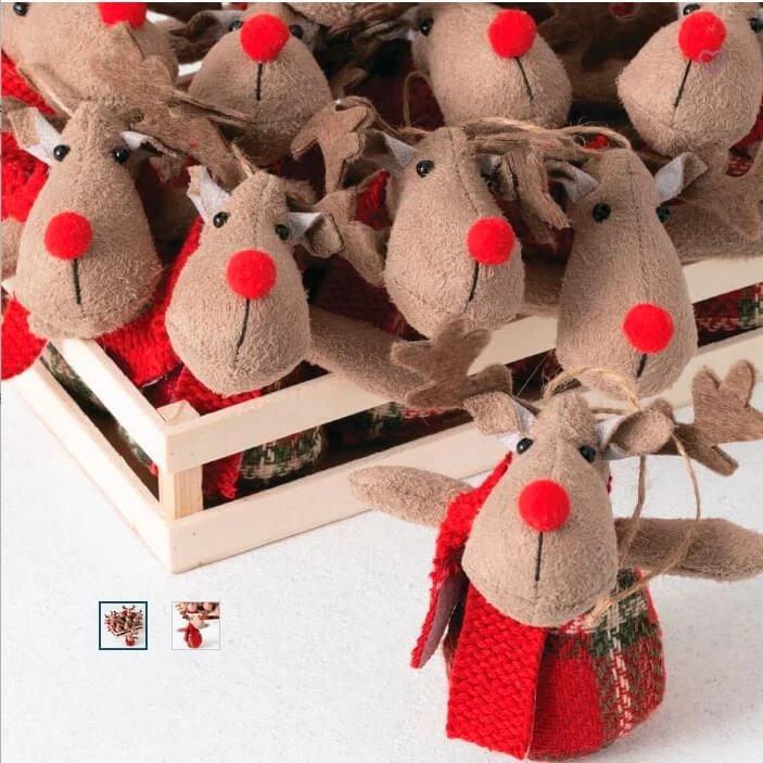 12 Reindeer Ornaments In Wood Crate 1 12 Reindeer Ornaments In Wood Crate