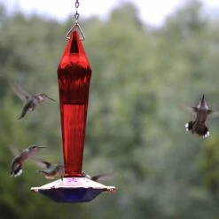Faceted Glass Hummingbird Feeder