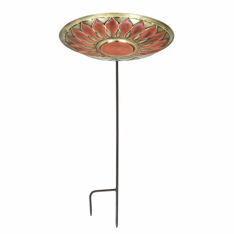 Brass Leaves Solar Bubbler Bird Bath 5 Brass Leaves Solar Bubbler Bird Bath - Image 5