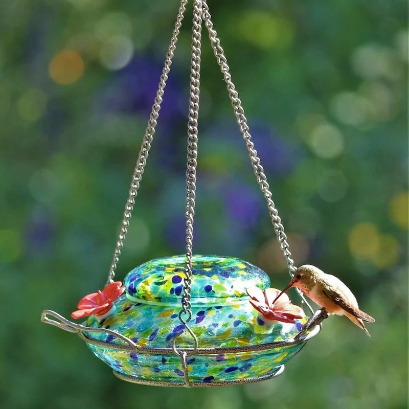 Solar Glass Hummingbird Feeder With Perch 1 Solar Glass Hummingbird Feeder With Perch