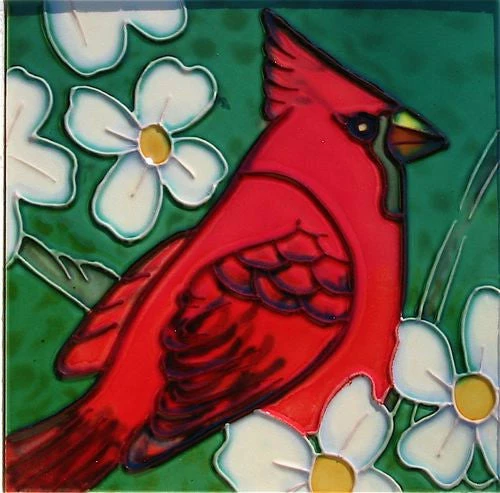 Ceramic Art Tiles-Cardinals Set/2 1 Ceramic Art Tiles-Cardinals Set/2