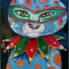 Mardi Gras Cat Art Tile 8x12