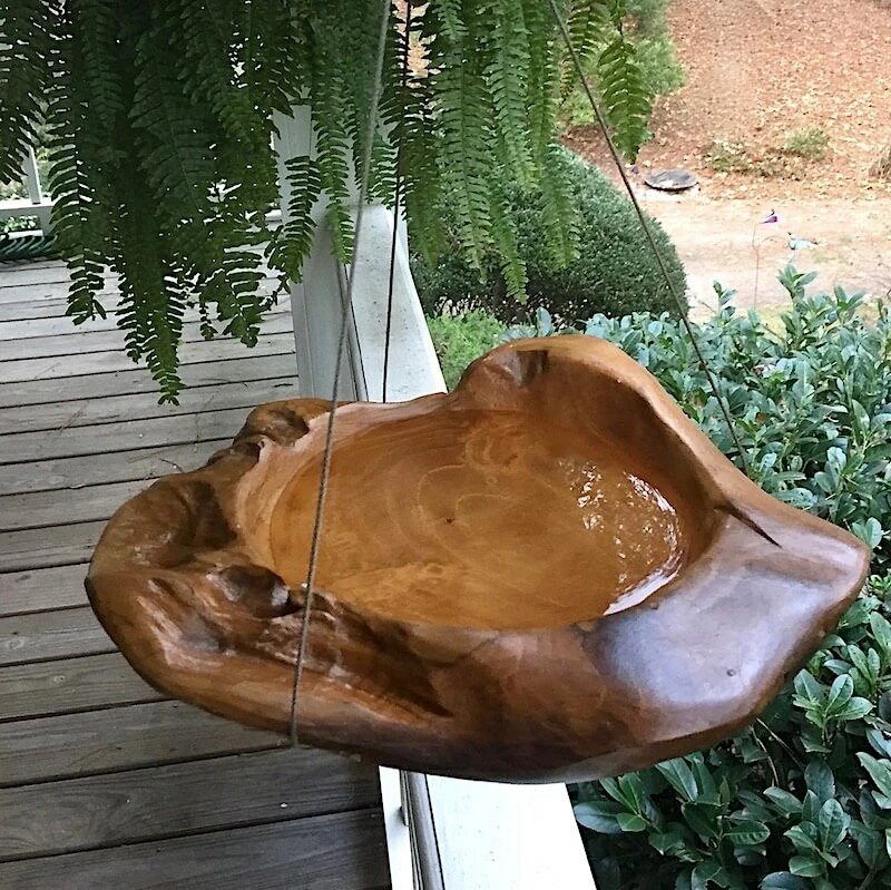 Teak Hanging Bird Bath 1 Teak Hanging Bird Bath