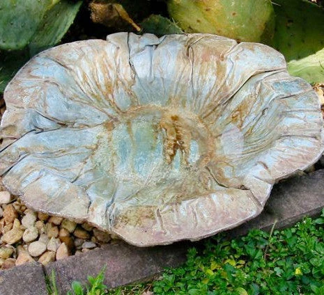 Large Ground Bird Bath- Organic Patina 1 Large Ground Bird Bath- Organic Patina