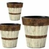 Wood Plank Vinyl Planters-Set/3