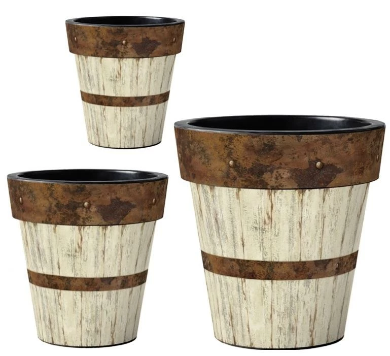 Wood Plank Vinyl Planters-Set/3 1 Wood Plank Vinyl Planters-Set/3