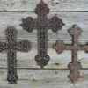 Cast Iron Crosses-Set Of 3 Dark With Verde Accents