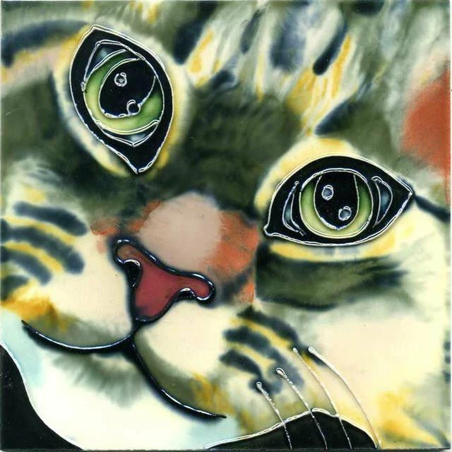 Close-Up Ceramic Cat Tile-2 Sizes 1 Close-Up Ceramic Cat Tile-2 Sizes