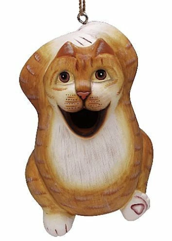 Chillin' Orange Tabby Wood Birdhouse 2 Chillin' Orange Tabby Wood Birdhouse - Image 2