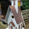 Church Birdhouse In Barn Wood & Vintage Tin