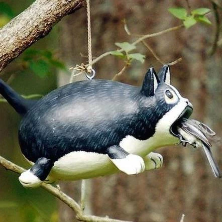 Black & White Fat Cat Wood Birdhouse 2 1 Black & White Fat Cat Wood Birdhouse 2