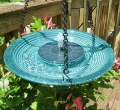 Solar Hanging Bird Bath 9 Solar Hanging Bird Bath -US Poultry Sales Store hanging solar bird bath teal