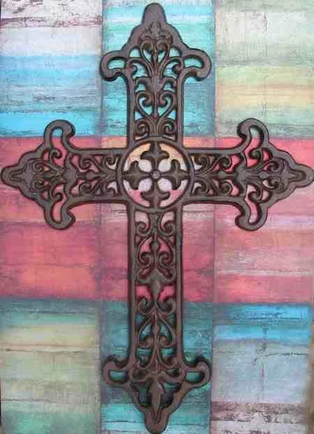 Large Cast Iron Cross With Scrolling Detail-17.5 Inch 1 Large Cast Iron Cross With Scrolling Detail-17.5 Inch