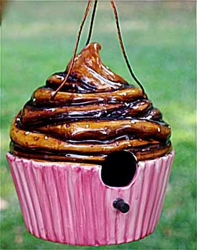 Ceramic Cupcake Birdhouse 1 Ceramic Cupcake Birdhouse
