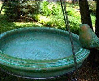 Ceramic Hanging Bird Bath-Teal 1 Ceramic Hanging Bird Bath-Teal
