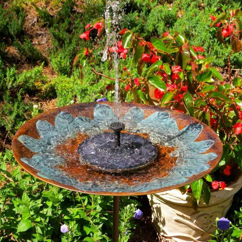 Brass Leaves Solar Bubbler Bird Bath 3 Brass Leaves Solar Bubbler Bird Bath - Image 3
