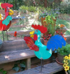 Jamming Roosters Metal Yard Art -US Poultry Sales Store rooster metal yard art